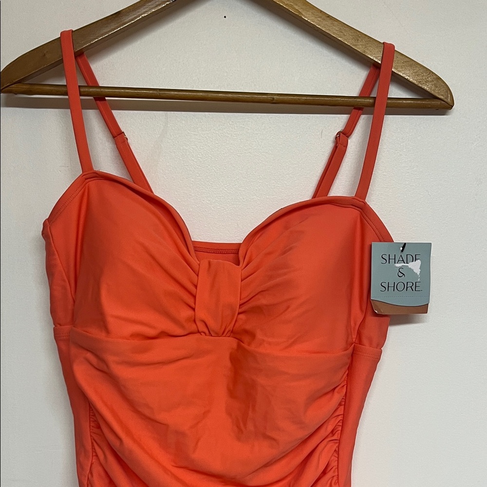 Shade & Shore XL/16 Coral Pink One Piece Swimsuit, Full Coverage, New, Vacation - Picture 2 of 7